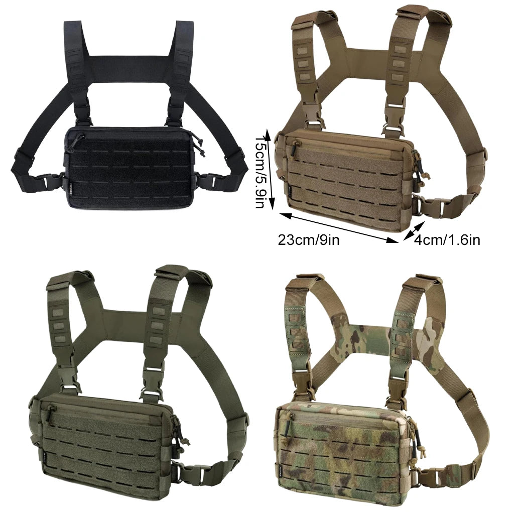 1000D Nylon Tactical Chest Bag Wear-resistant EDC Chest Pack Hip-hop Streetwear Travel Chest Rig for Camping Fishing Sports