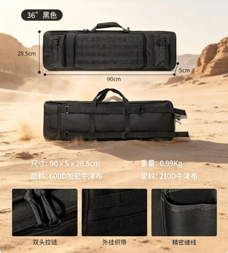 Tactical Rifle Bag 120cm/90cm, Gun Carrying Case Transport Backpack with Pistol Holster, Outdoor Sport Accessory