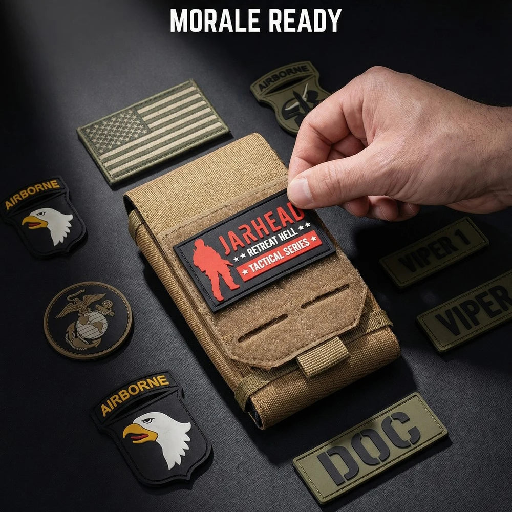 Tactical Laser Phone Pouch With Patche Molle Waist Pack Universal Accessories Pack EDC Hiking Hunting Camping Phone Bag