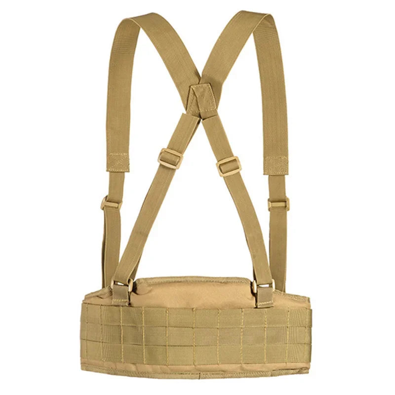 Tactical Molle Waist Belt Vest H-shaped Men Waist Girdle With Shoulder Strap Soft Padded Hunting Adjustable Belt Vest