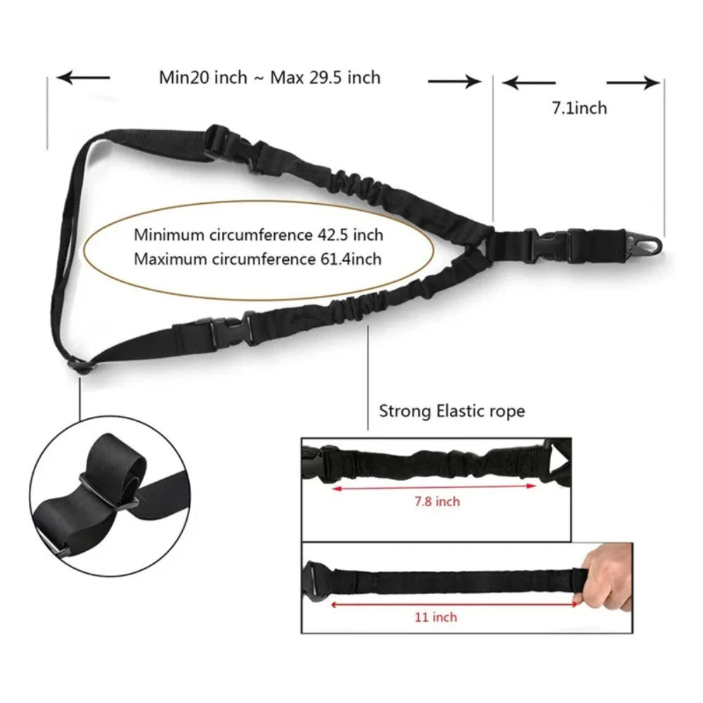 3-Point Tactical Bungee Carry Strap Adjustable Elastic Shoulder Strap Universal Outdoor Hiking Camping Hunting Sports Accessorie