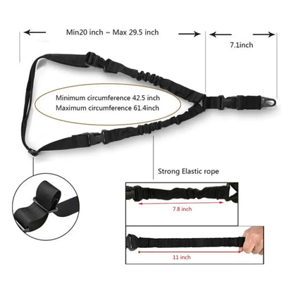 3-Point Tactical Bungee Carry Strap Adjustable Elastic Shoulder Strap Universal Outdoor Hiking Camping Hunting Sports Accessorie
