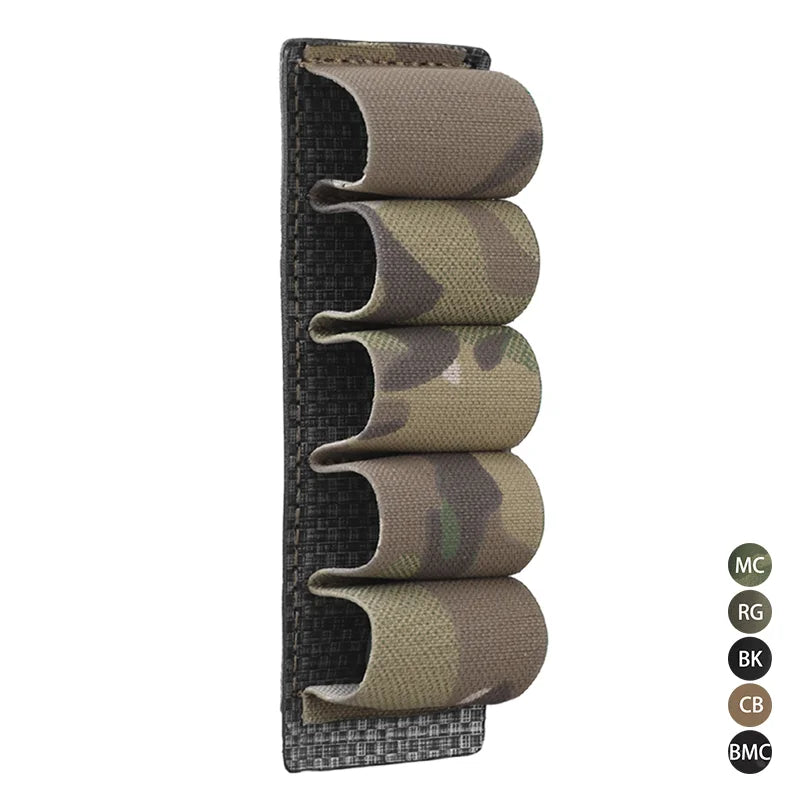 5-Round 12 Gauge Shotgun Shell Pouch MOLLE Hanging Panel Elastic Cartridge Holder for Military/Hunting/Airsoft Ammo Carrier