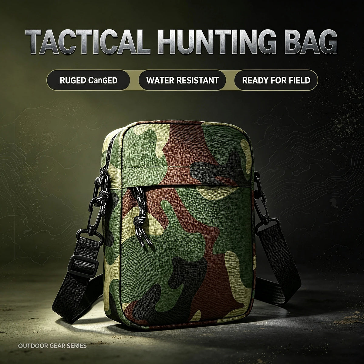 Hunting Bag Lightweight Portable Water Resistant Nylon Camouflage Crossbody Bag Outdoor Camping Hiking With Zipper Sling Bag