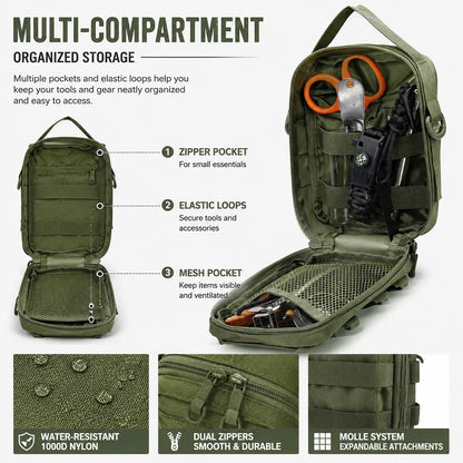 Tactical Molle Pouch with Shoulder Strap, Outdoors Lightweight Portable Phone Pouch, Utility Compact EDC Pouches Bag for Hiking