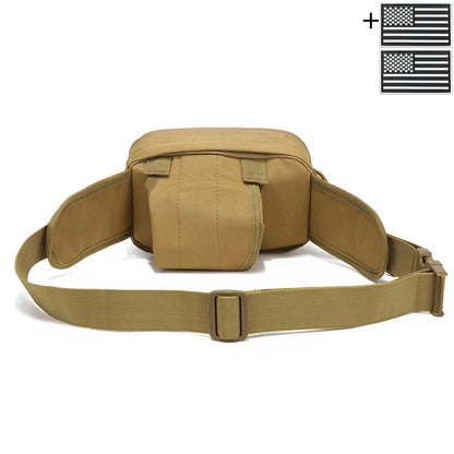 Outdoor concealed equipment bag with adjustable waist belt length, made of thick and durable hunting waist bag fabric