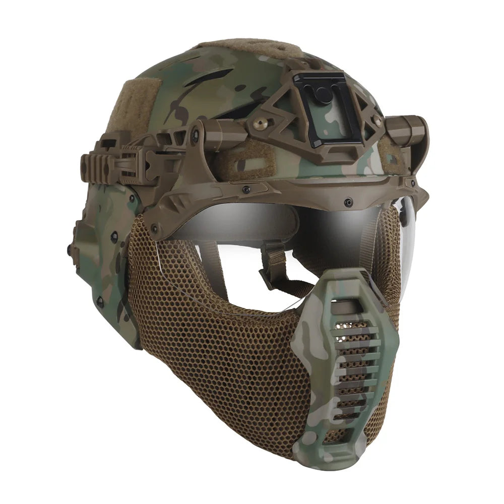 Tactical Full Protection Wendy 3.0 Helmet with Half Face Mask Mouthguard/Flip Goggles/Ear Cover Hunting Airsoft Training Gear