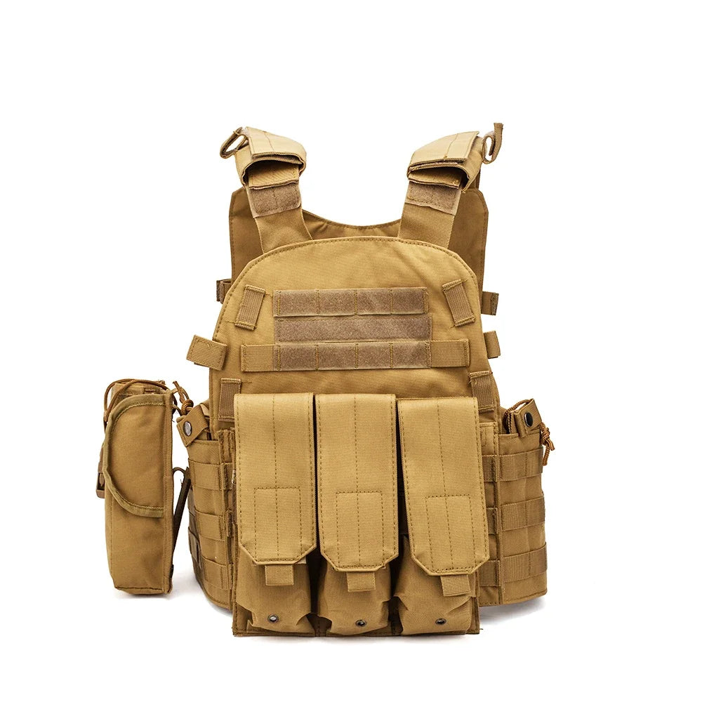 Outdoor Nylon Molle Tactical Vest Body Armor Hunting Plate Carrier Airsoft 6094 Combat Gear Multicam Camo Vest Pouch Accessories