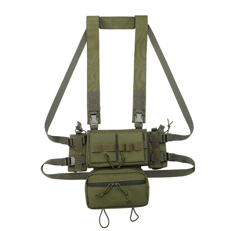 Men's Multicam Hunting MK3 Tactical Chest Rig Harness Modular Lightweight Military Airsoft Vest w/ 5.56 Mag Pouch Pantiball Gear