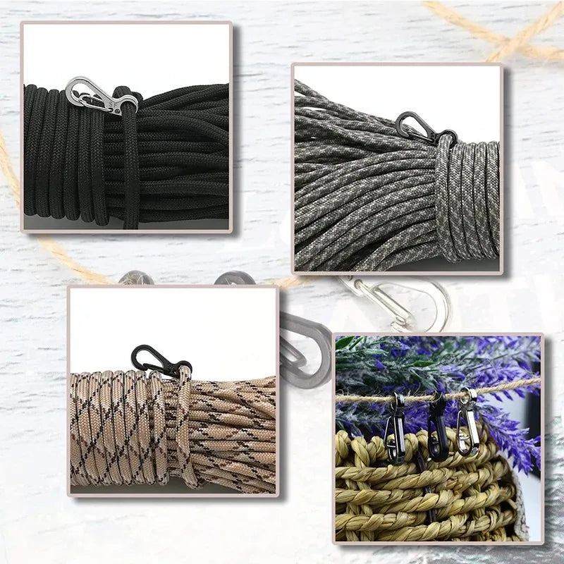 20Pcs Mini Carabiners Set Outdoor EDC Rope Spring Clasps Keychain Camping Hooks Paracord Clips Tactical Survival Buckle