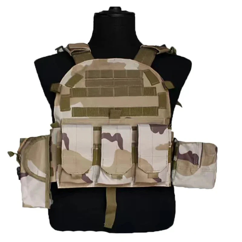 6094 Camouflage Tactical Vest Multi-Functional Plate Carrier Adjustable Combat Hunting Equipment for Men Outdoor Cycling