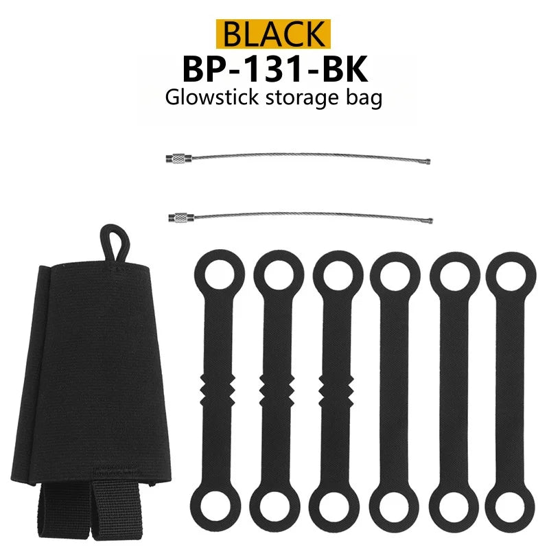 Fluorescent Stick Portable Storage Bag with MOLLE System 6 Pack Glow Sticks Store Pouch Chemlights Keeper for Outdoor Camping