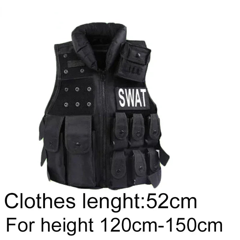 2026 Halloween Hunting Military Tactical Army Vest Kids Airsoft Gear Combat Armor Uniform Boy Girl Swat Police Outdoor