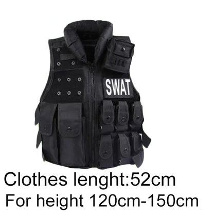 2026 Halloween Hunting Military Tactical Army Vest Kids Airsoft Gear Combat Armor Uniform Boy Girl Swat Police Outdoor