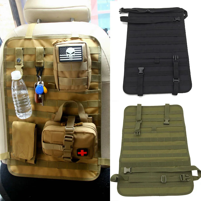 Vehicle Tactical Seat Back MOLLE Panel Car Backseat Organizer Storage Board with Pockets Camping Hunting Outdoor Equipment