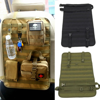 Vehicle Tactical Seat Back MOLLE Panel Car Backseat Organizer Storage Board with Pockets Camping Hunting Outdoor Equipment