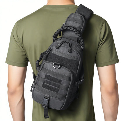 Outdoor sports multifunctional chest bag and crossbody bag with MOLLE webbing system layered design for easy access