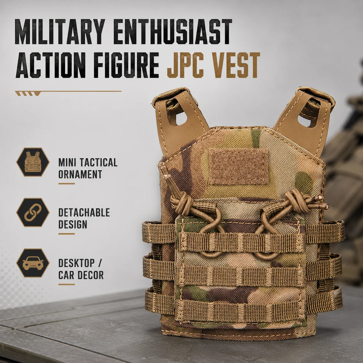 Mini Tactical JPC Vest Action Figure Accessory Multicam Plate Carrier Model Toy Desktop Car Decor Collectible Gear