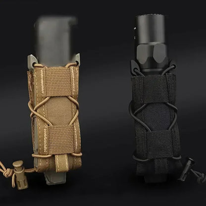 Tactical Magazine Pouch 9MM Pistol Single Mag Bag Molle Flashlight Pouches Torch Holder Hunting Knife Holster Shooting Airsoft