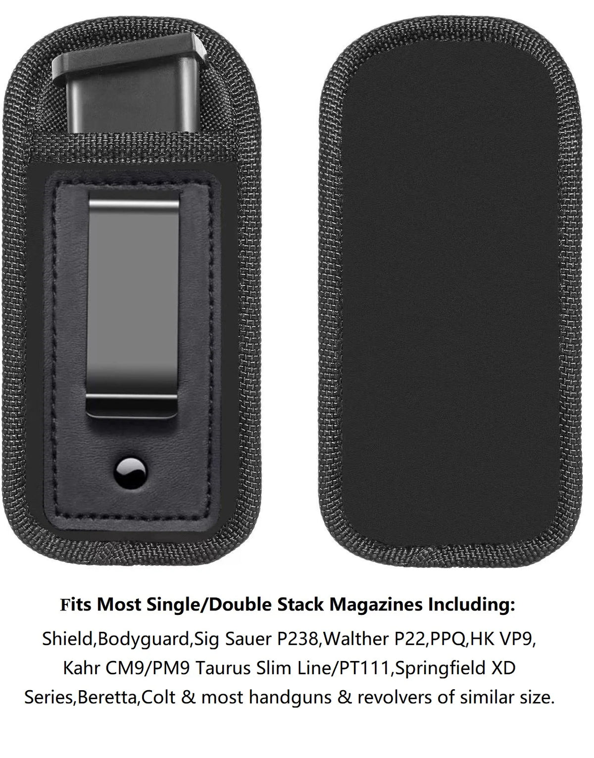 Nylon Magazine Pouch Holster, 9mm Pistol Concealed Carry Magazine Box with Clip