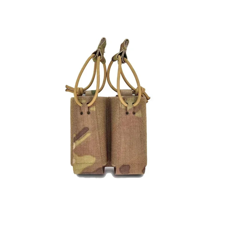 Tactical 9mm Double Mag Bag Airsoft Magazine Pouch Holster Carrier Elastic Sundry Molle Pouch Equipment