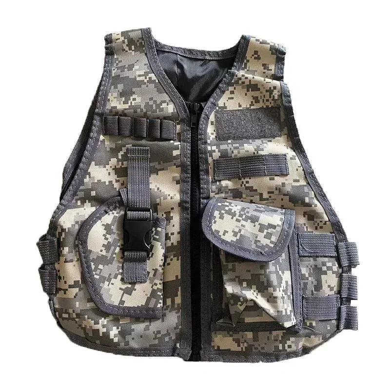 Tactical Children Vest Boy Girl Camouflage CS Game Vest Kids Hunting Cosplay Fishing CS Fans Outdoor Clothing for 3-6 Years