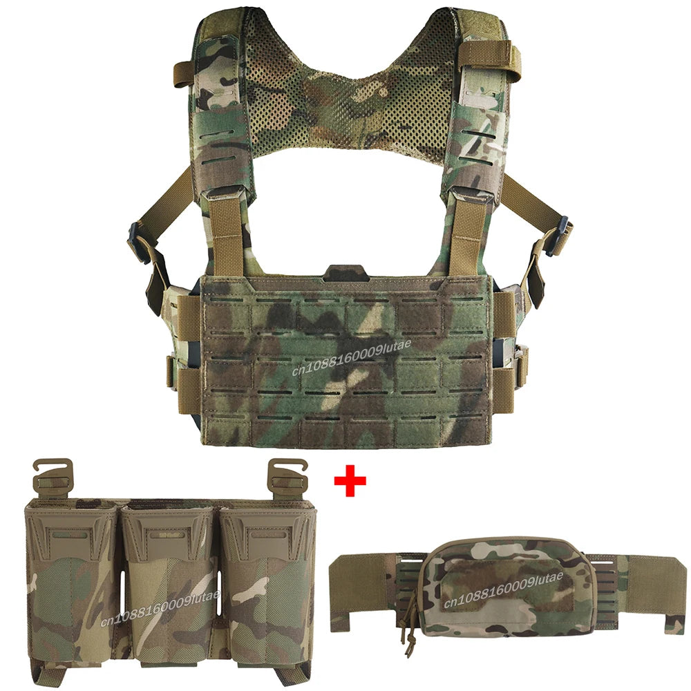 K Style Tactical Chest Rig Set with Triple Mag Pouch 2Nd Layer Admin Pouch Modular Field Strap KZ MOLLE Expansion Hunting Gear