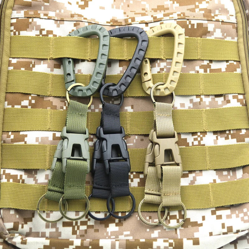 Tactical Gear Keychain Clip Nylon Belt Key Chain Key Holder Quick Release Buckle Key Ring Molle Bag Attachments Hooks