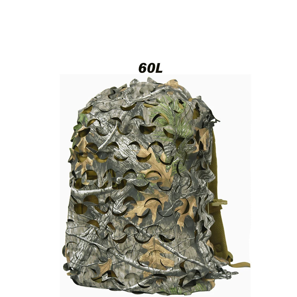 3D Camo Net Backpack Cover 60L 80L  Laser Cut Camouflage Hunting Backpack Cover Paintball Paratrooper Hunting Accessories