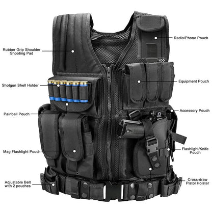 Breathable Molle Tactical Vest Bodyguard Combat Armor Vest Security Guard Hunting Outdoor CS Game Airsoft Training Battle Jacket