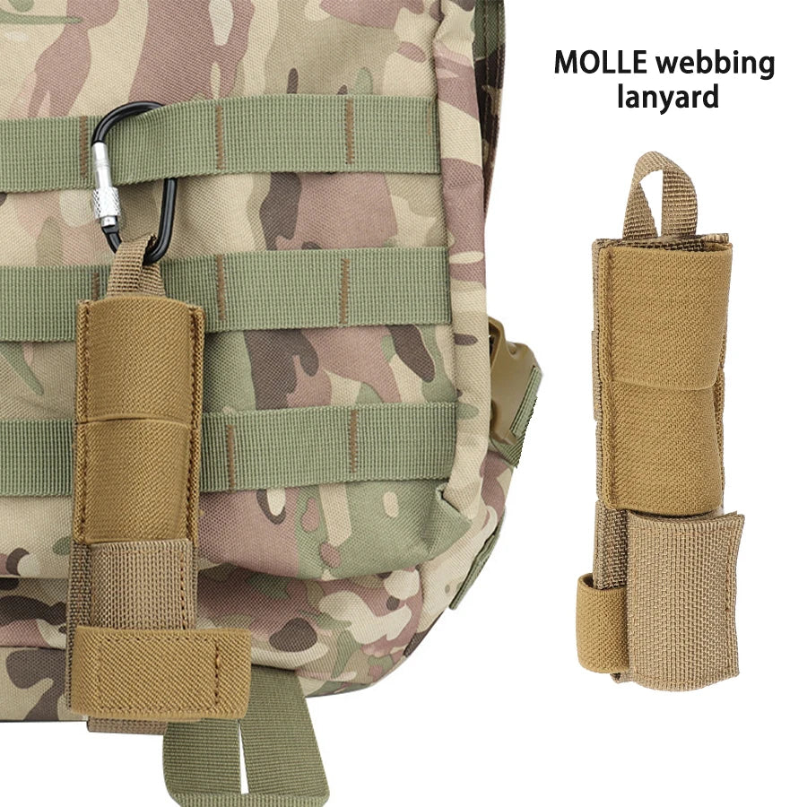 Nylon Radio Antenna Pouch, Portable Cylindrical Storage Bag with MOLLE Strap & Hook-and-Loop Strap for Walkie Talkie Antenna