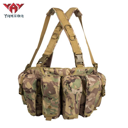 Yakeda Tactical Chest Rig  Tactical Molle 6 Magazine Pouches Lightweight Outdoor Hunting Training Tactical Vest Chest Rig