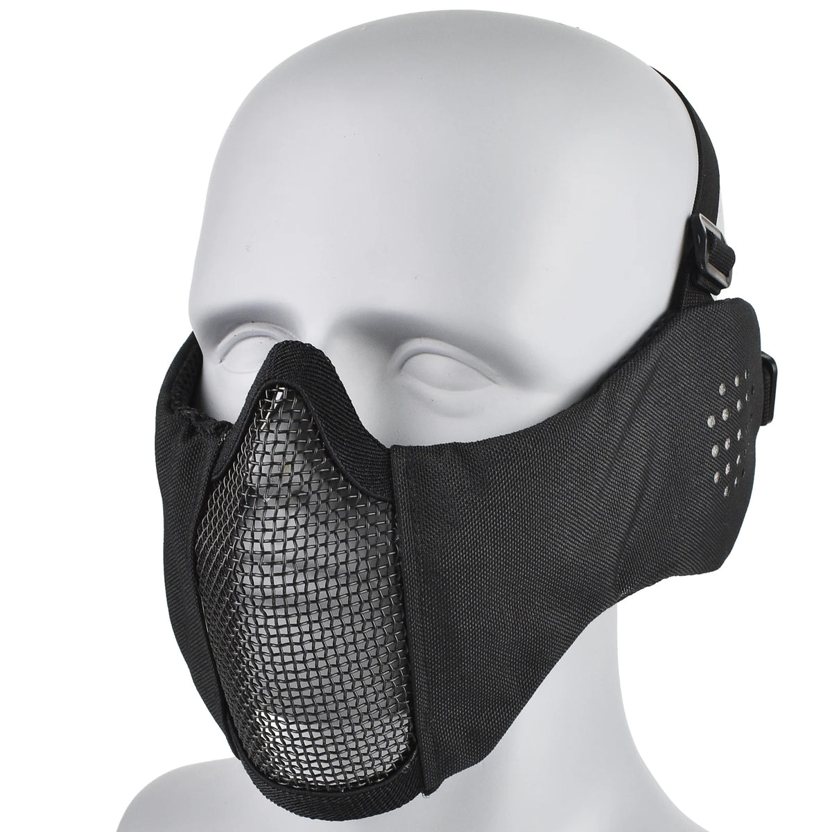 Hunting Foldable Mesh Mask With Ear Protection Airsoft Half Face Paintball Shooting Tactical CS Wargame Face Protective Mask