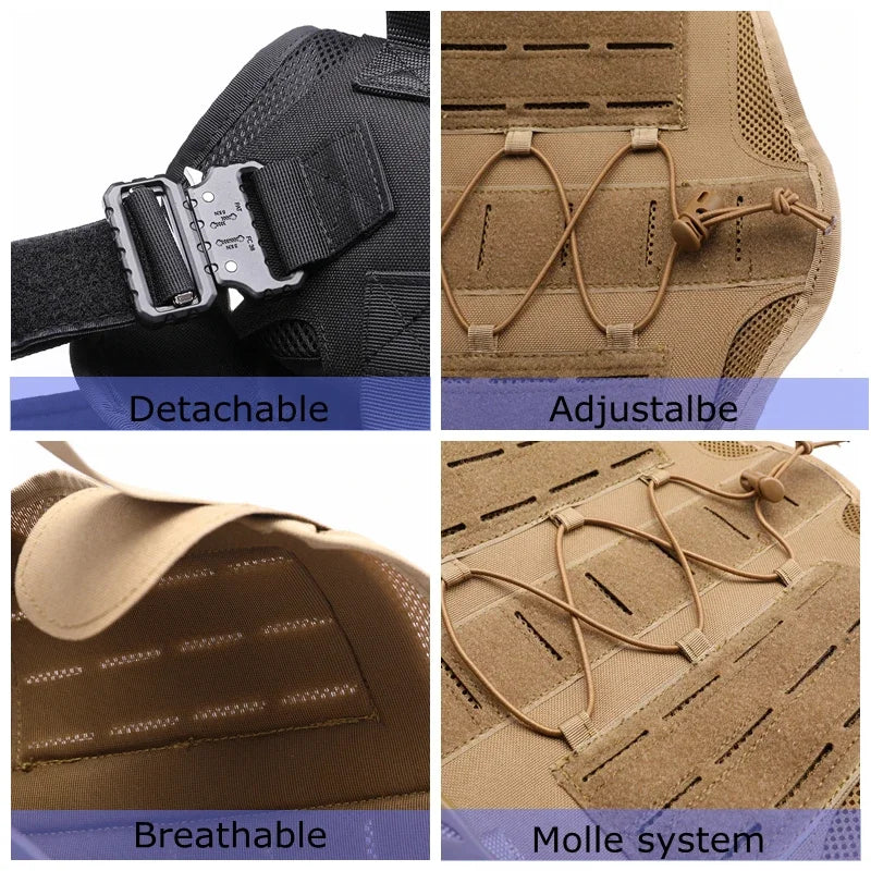 Tactical Dog Vest Hunting Shooting Cs  Fan Service Nylon Pet Vests Airsoft Training Molle Dogs Harness
