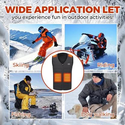 12 Heating Areas USB Heated Vest Unisex Winter Electric Heating Jacket Carbon Fiber 3 Gear Temperature Control Outdoor Skiing