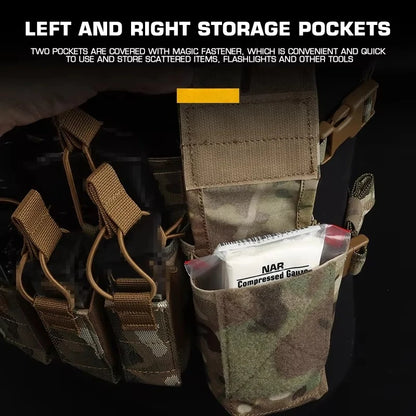 Tactical Vest Chest Rig D3CRX with 9mm 5.56 Modular Multi-function Quadruple Magazine Pouch Lightweight Gear