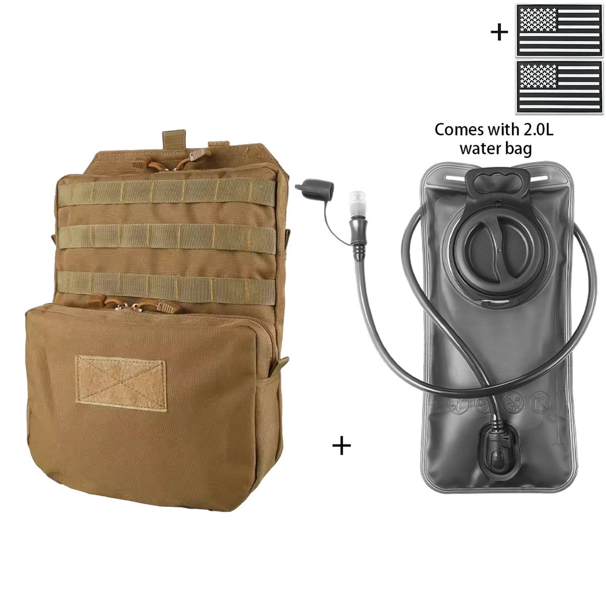 Outdoor Hunting Water Bag Set 2L Large Capacity Drinking Water Bag Portable Water Storage Bag for Hiking and Cycling