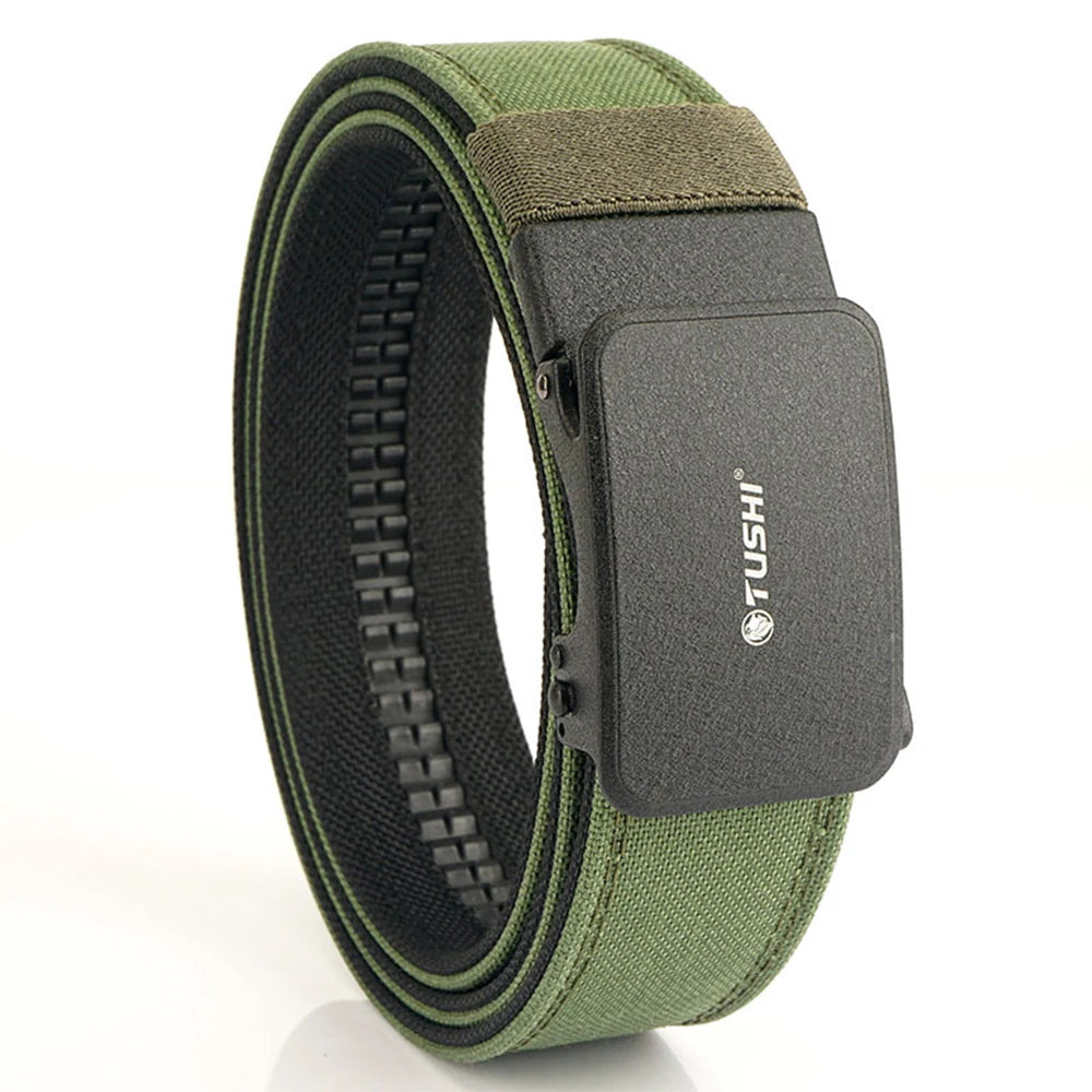 TUSHI New Hard Tactical Belt for Men Metal Automatic Buckle IPSC Gun Belt 1100D Nylon Military Belt Outdoor Sports Girdle Male