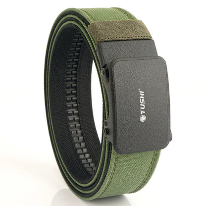 TUSHI New Hard Tactical Belt for Men Metal Automatic Buckle IPSC Gun Belt 1100D Nylon Military Belt Outdoor Sports Girdle Male