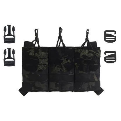 K Style Tactical Triple Magazine Pouch AR15 M4 5.56 Open-Top MAG3 Pouch for Hunting Airsoft Molle Vest Plate Carrier Front Panel