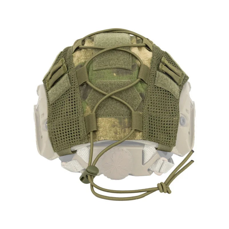 Elastic Cord Tactical FAST Helmet Cover, ATACS FG Camo Helmet Hood for Airsoft CS, Russian Little Green Man Camouflage Cover