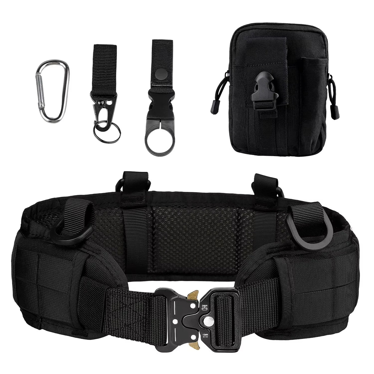 Men's Tactical Padded Belt Adjustable Waist Belt with Pocket for Outdoor Work Combat CS Hunting Paintball