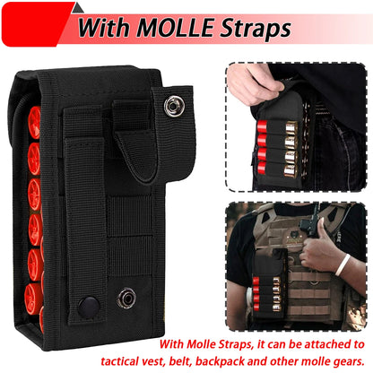 16 Rounds 12GA Shotgun Shell Holder Tactical Molle Waist Bandolier Shotshell Ammo Pouch for 12/16/20 Gauge