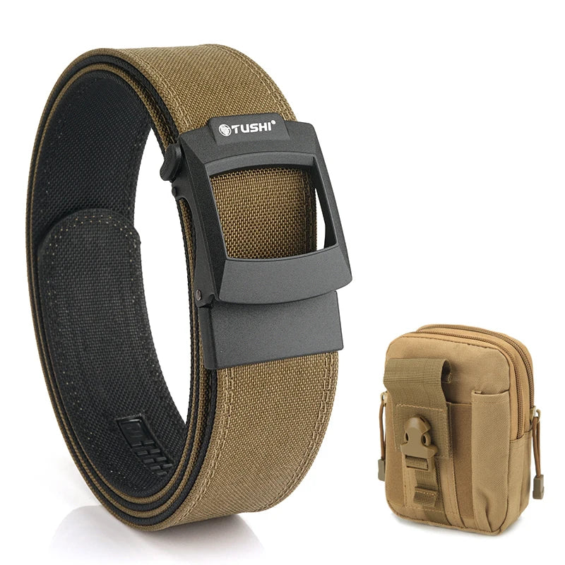 HSSEE 4.3cm Military Tactical Belt for Men Metal Automatic Buckle Thick Nylon Outdoor Hunting IPSC Gun Belt Casual Girdle Male