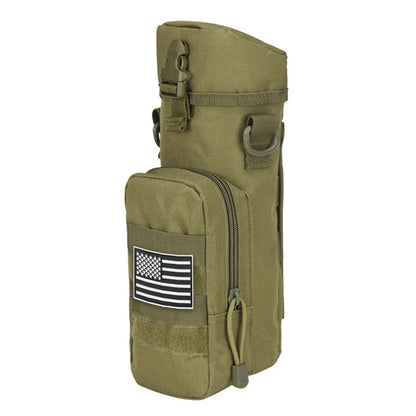 Single shoulder crossbody sports water bottle bag with a detachable cylindrical buckle design and front auxiliary pocket