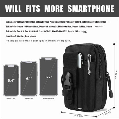 1PC Tactical EDC Molle Waist Pouch with Carabiner Heavy Duty Belt Phone Holster for Smartphone Outdoor Utility Tool Bag