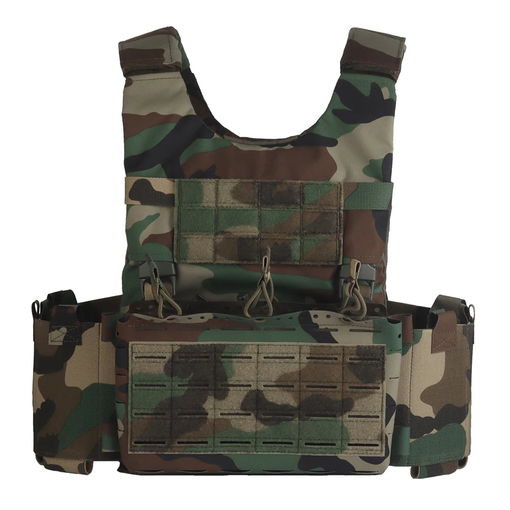 LV119 Tactical Plate Carrier Set Thickened Shoulder Pads Quick Release Hunting Vest With Triple 5.56 Mag Pouch Airsoft Chest Rig