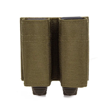 1Pc 1000D Nylon MOLLE Double 9MM Mag Pouch Fit GLOCK Hunting Airsoft CS Tactical Magazine Holder Support Clip Holsters Pouches