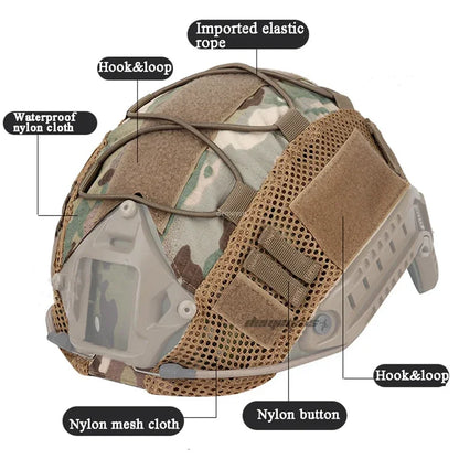 Tactical Helmet Cover Fast Helmet Multi-Camo Helmet Cover for Airsoft Helmet Paintball CS Wargame Sport Hunting Shooting Gear