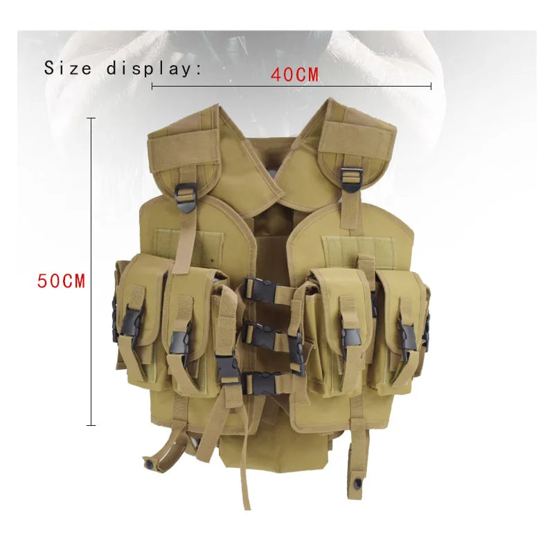 Tactical Molle Vest Men's Hunting Vest With Water Bottle Pocket Camo Airsoft Paintball Gear